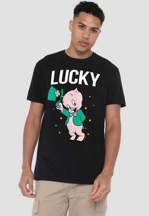 Cotton Soul, PORKY PIG ST. PATRICK'S LUCKY - T-Shirt print - black