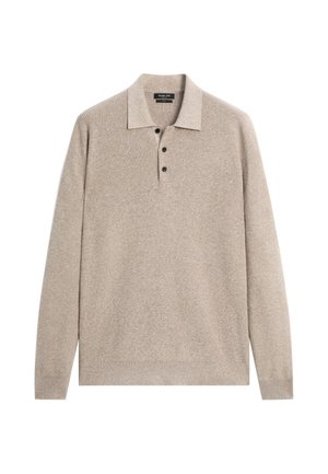 Massimo Dutti, 100% COTTON MOULINÉ POLO SWEATER - Polo - beige