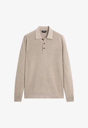 Massimo Dutti, 100% COTTON MOULINÉ POLO SWEATER - Polo - beige