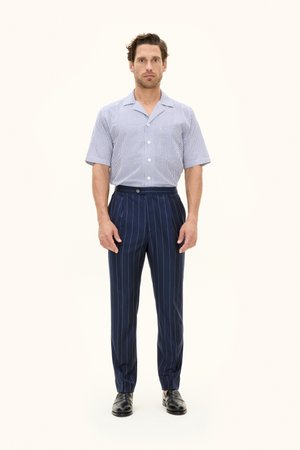 Oscar Jacobson, REG FIT CUBAN STRIPED - Camicia - optical white