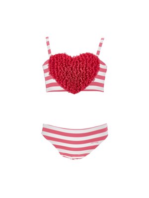 Monnalisa CUORE RIGHE - Bikinit - bianco/ciliegia