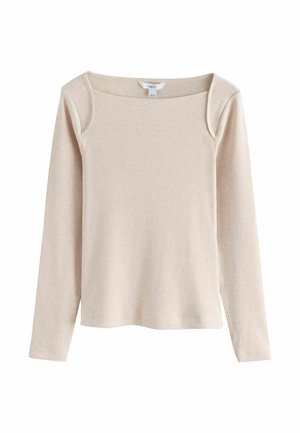 Next, REGULAR FIT - LONG SLEEVE RIBBED CREW NECK TOP - Long sleeved top - oatmeal