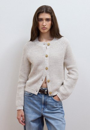 Les Copains, KNIT CARDIGAN IN REGULAR FIT - Chaqueta de punto - white beige