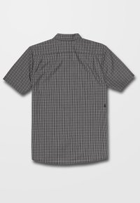 Chemise à manches courtes à motif à carreaux noirs et blancs, mélange de coton, avec col, pli au dos et ourlet droit avec petit détail logo.