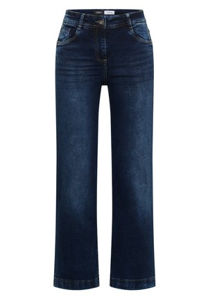 Cecil, HIGH WAIST WIDE LEG JEANS IM SLIM FIT - Straight leg jeans - mid blue used wash