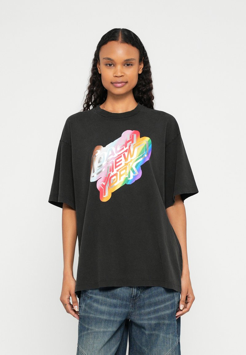 Coach T-shirt print zwart