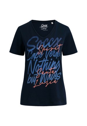 Soccx, MIT V-AUSSCHNITT UND PRINT - T-Shirt print - blue navy
