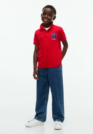 Tommy Hilfiger, TOMMY HILFIGER REGULAR FIT LOGO PIQUE POLO SHIRT - Polo shirt - red glare