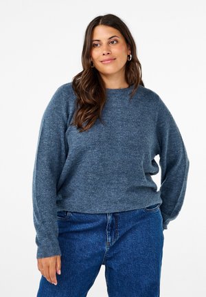 Zizzi MELANGE WITH ROUND NECK - Pullover - bering sea mel