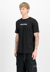 Alpha Industries BACK PRINT RUBBER  - Apdrukāts T-krekls - black