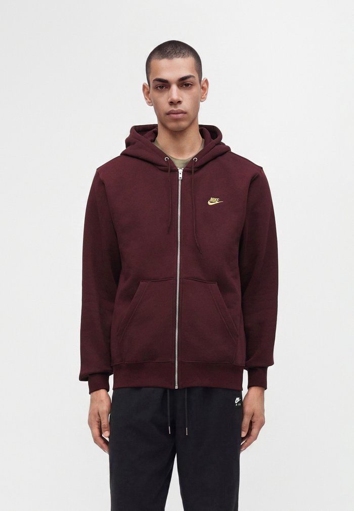 Nike M NK CLUB BB FZ HOODIE - Sudadera con cremallera - burgundy crush/metallic gold-coloured
