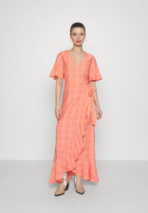 Object Petite OBJLEONORA WRAP LONG DRESS - Μάξι φόρεμα - hot coral