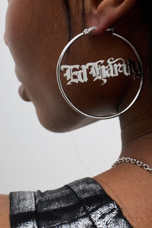 55MM LOGO HOOPS - Naušnice - silver-coloured