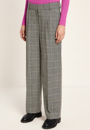 KARO MIT BUNDFALTE - Stoffhose - black  off white