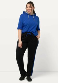 Ulla Popken SIDE STRIPE ELASTIC WAIST JOGGERS - Jogginghose - black