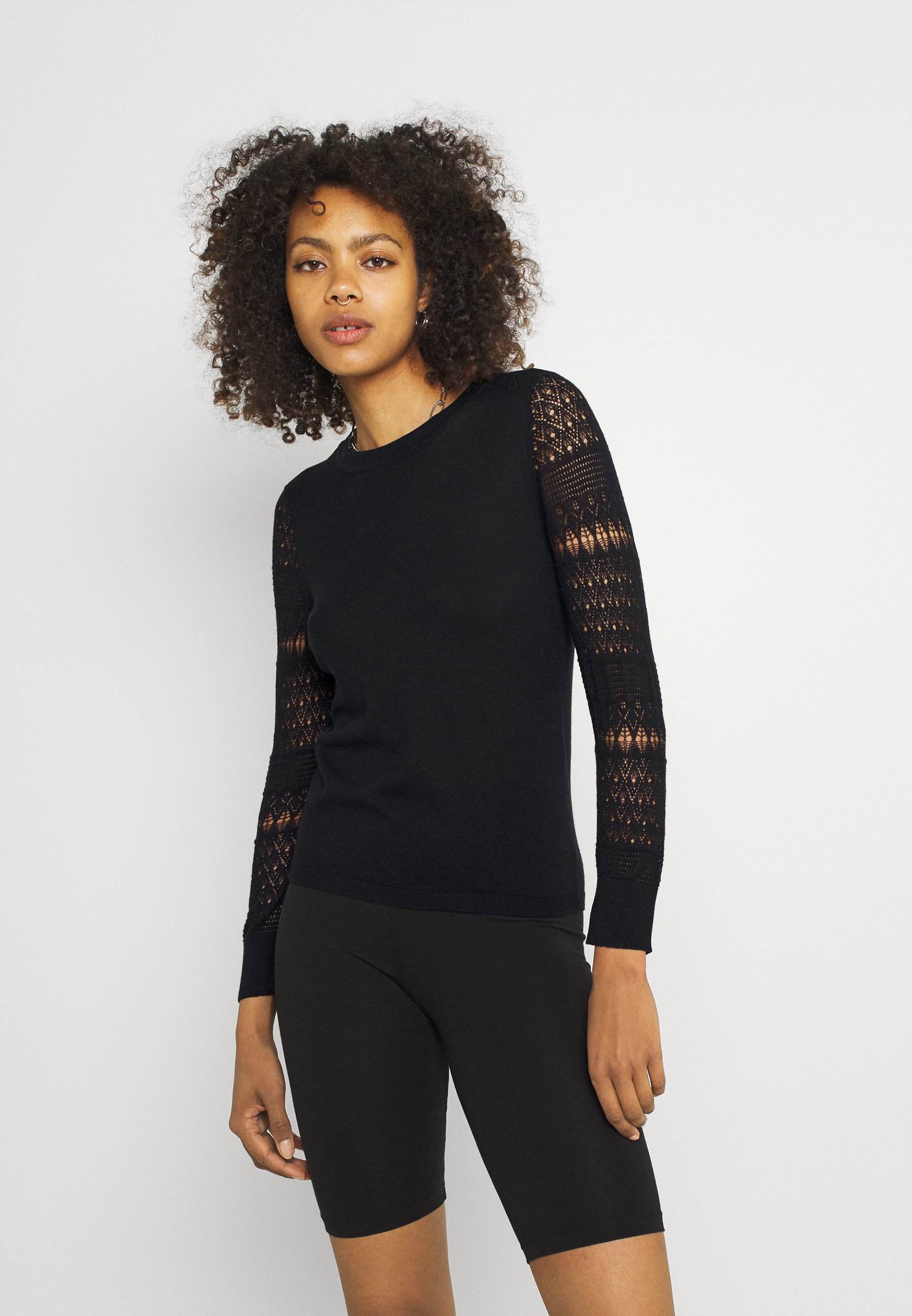 black pointelle jumper