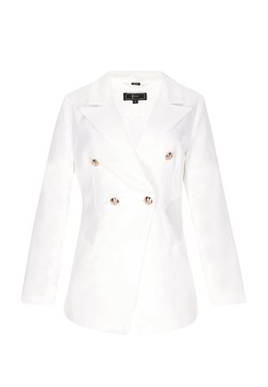 Hvid dobbeltradet blazer med klapkraver, knapper i guldfarve, lange ærmer og klaplommer. Glat stof med en skræddersyet pasform.