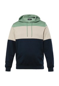 Sudadera con capucha en un diseño de bloques de color en verde, beige y azul marino. Mezcla de algodón, con un bolsillo canguro y cordón ajustable en la capucha.