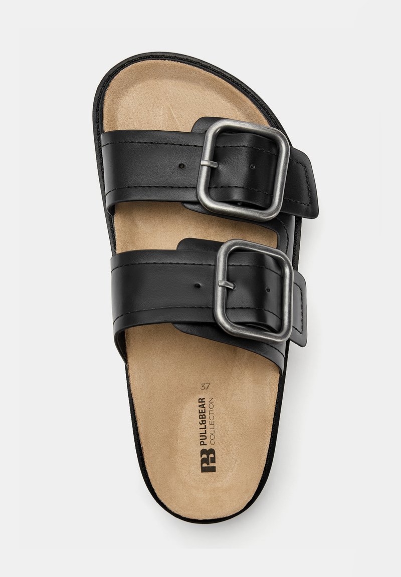 PULL&BEAR CHUNKY SOLE BUCKLED - Pantolette flach - black/schwarz