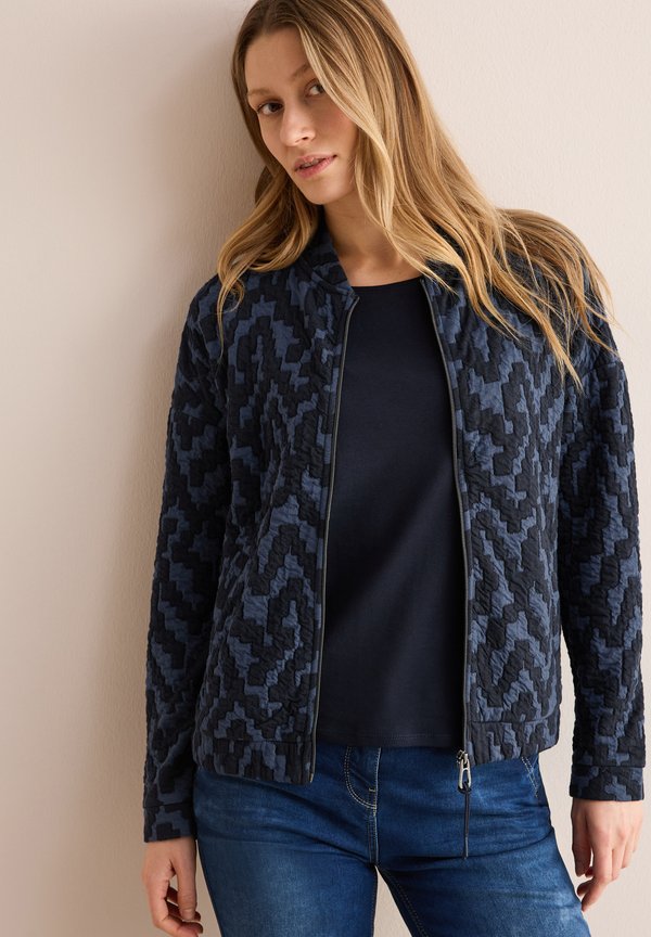 JAQUARD MIT STRUKTUR - Strickjacke - blau