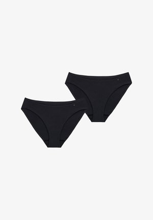 Zwarte katoenen slips, zachte textuur, naadloos ontwerp, gemiddelde bedekking met een comfortabele tailleband, voorzien van een klein merkaccent.