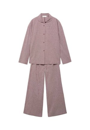 Set di pigiama composto da due pezzi con motivo a piccoli quadretti, composto da una camicia con bottoni e colletto arrotondato e pantaloni ampi a gamba larga con vestibilità comoda.