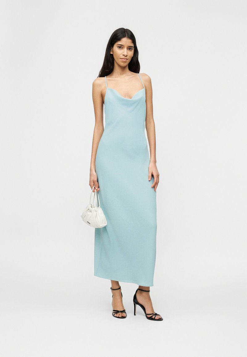 dark blue satin slip dress SATIN SLIP DRESS main image 1