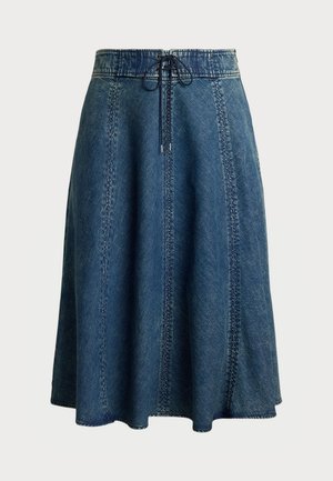 Lauren Ralph Lauren Woman DENIM DRAWCORD MIDI SKIRT - Jupe en jean - haze wash