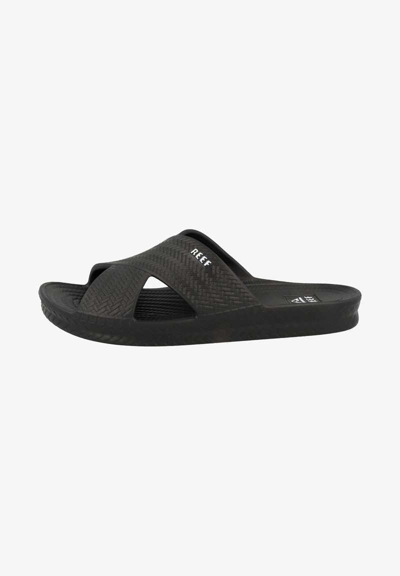 Sandale à glissière Black Reef avec brides croisées texturées et semelle intérieure moulée, conçue pour un usage décontracté et le confort.