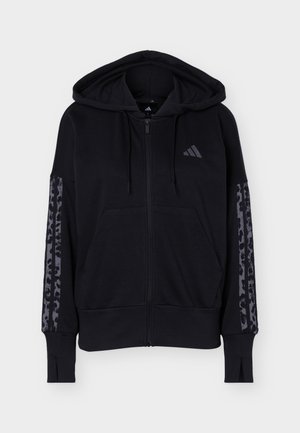 adidas Sportswear, SEASONAL ESSENTIALS ANIMAL PRINT 3-STRIPES FULL-ZIP HOODED TRACK TOP - Sweat zippé - black/multicolor/grey four