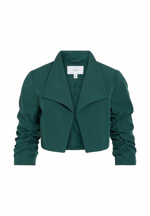 Blazer court vert foncé avec larges revers et manches longues froncées de VILA.