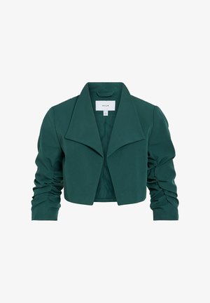 Blazer court vert foncé avec larges revers et manches longues froncées de VILA.