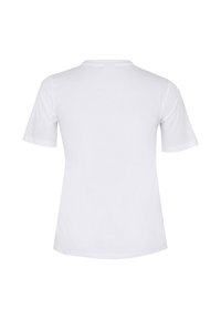 Witte t-shirt met korte mouwen, ronde hals, gemaakt van gladde katoen, platte naden, zonder patronen of versieringen, rechte snit.