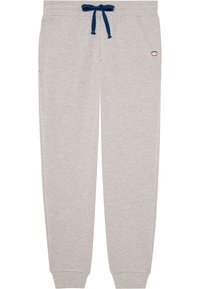 Grå sweatpants i en bomullsblandning, med en blå dragsko, ribbade muddar och en liten logodetalj på vänster lår.