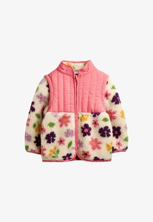 JoJo Maman Bébé, ZIP-OFF SLEEVE 2-IN-1 BORG FLEECE - Ľahká bunda - pink floral