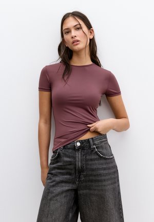 PULL&BEAR SHORT SLEEVE  - T-shirt basique - dark red