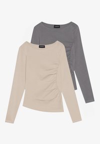 2 PACK - Tops ar garām piedurknēm - dark grey,taupe