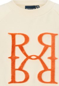 Felpa in cotone crema caratterizzata da un logo arancione ricamato sovradimensionato con le lettere intrecciate "R" e "B" sul davanti.
