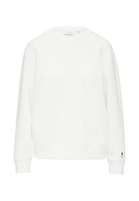 Witte sweatshirt met een ronde hals, lange mouwen en ribgebreide manchetten. Gemaakt van zacht materiaal, met een kleine logo-accent op de mouw.