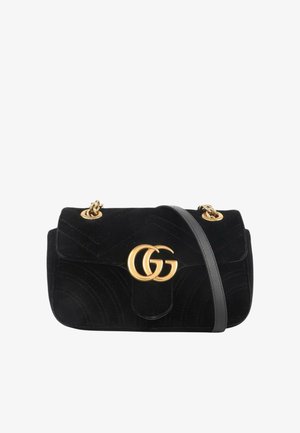 Gucci, GG MARMONT FLAP VELVET HANDBAG BLACK - Sac bandoulière - black