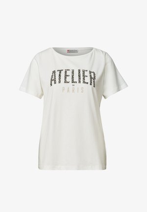 Street One, T-SHIRT WITH CREW NECK AND FRONT PRINT - T-shirts print - off white