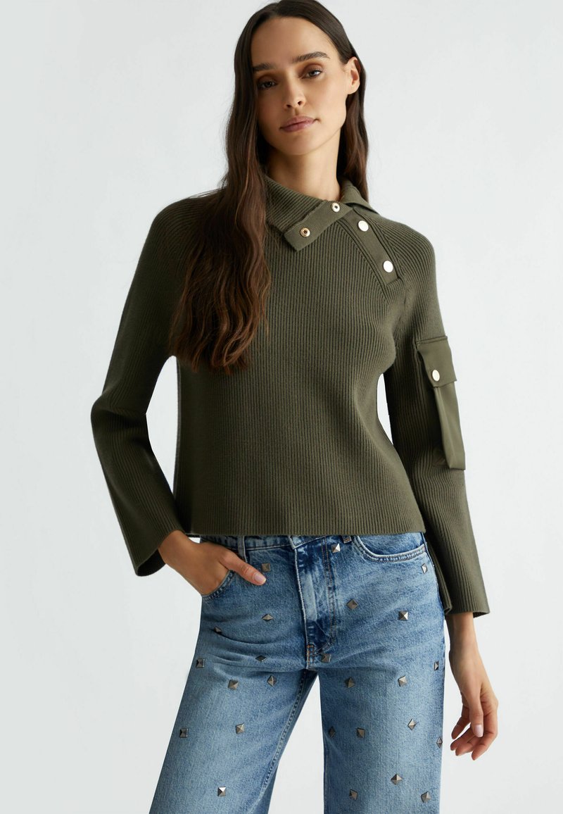 LIU JO WITH BUTTONS AND POCKET - Maglione - olive