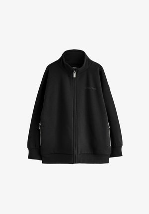Black zip-up jacket with a high collar, oversized fit, ribbed cuffs and hem. Features "LTD. EDITION" printed on the front, textured fabric.