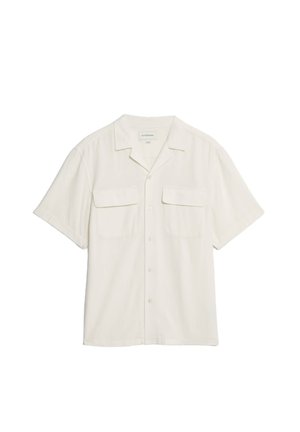 Korte mouwen, button-up overhemd in off-white, met twee borstzakken en een relaxte kraag. Gemaakt van lichte stof.