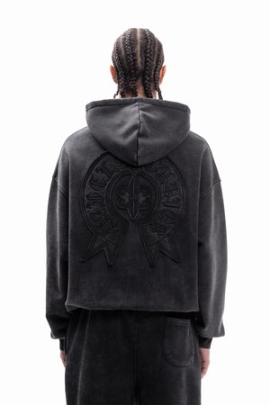 GRADIENT PATCH WASHED BLACK FRONTZIP UNISEX - Sweatjacke - washed black