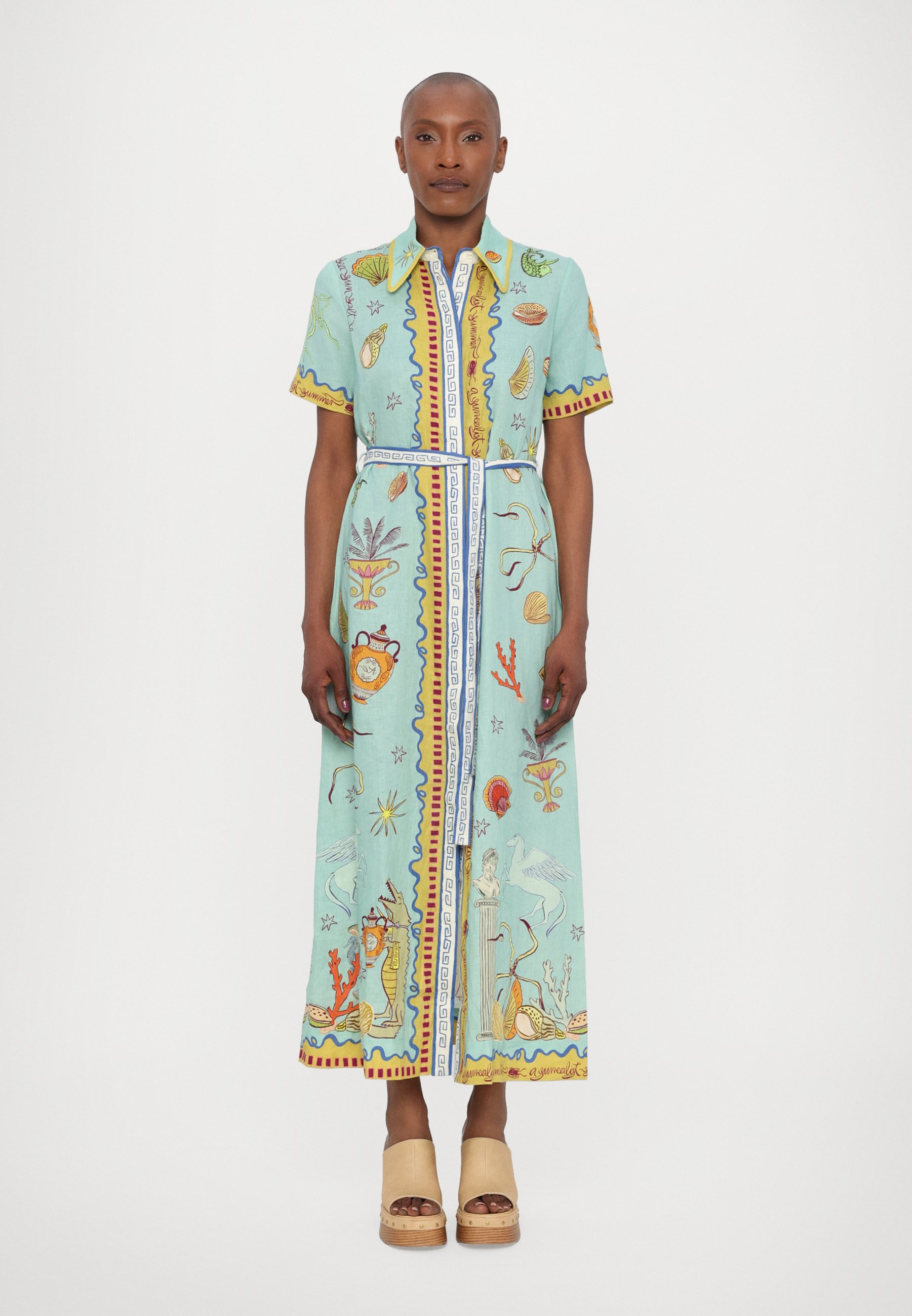 オールインワン・サロペット Alemais Surrealist Summer Ramie Shirt Dress Alemais Surrealist Summer Ramie Shirt Dress in Multi | REVOLVE