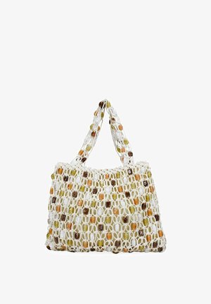 Bosanova, BOLSO DE HOMBRO BEIGE EN MACRAMÉ CON PIEDRAS - Bolso de mano - beige