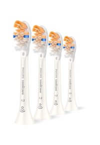 Têtes de brosse à dents de remplacement PHILIPS Sonicare A3, avec des poils doux en orange et blanc, un manche blanc et des accents bleus.
