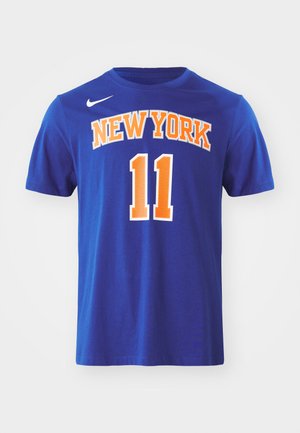 Modra bombažna majica s kratkimi rokavi z napisom "NEW YORK" v oranžni barvi in številko "11" pod njim, za Nike.