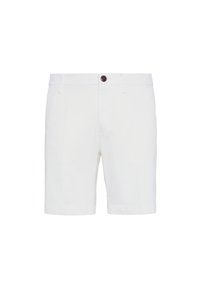 Vita bomullsshorts med rak passform, med knäppning fram, två sidfickor och en jämn, slät textur.